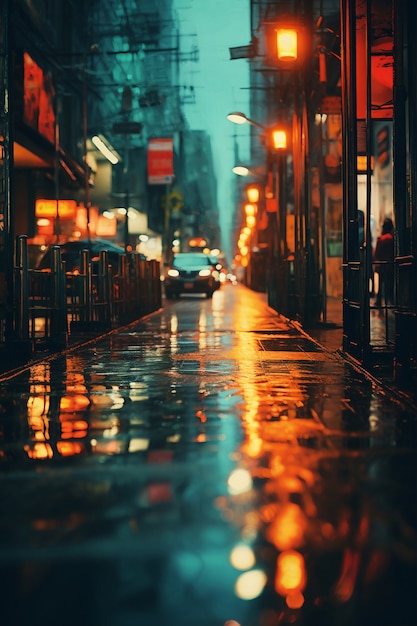 Foto gratuita vista de la calle de la ciudad por la noche