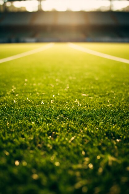 Vista del campo de fútbol con césped.