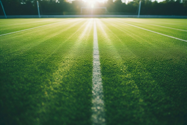 Vista del campo de fútbol con césped.