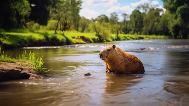 Foto gratuita vista de la capibara silvestre