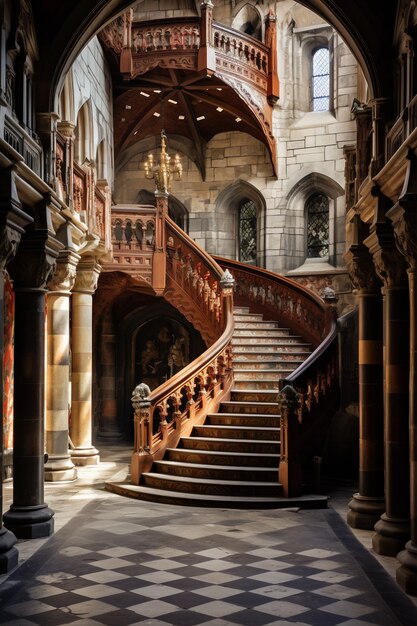 Vista del castillo con escaleras