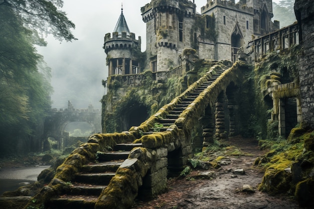 Foto gratuita vista del castillo con el paisaje natural