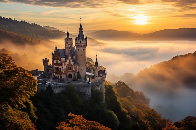 Foto gratuita vista del castillo con el paisaje natural