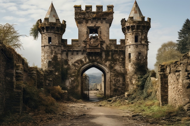 Foto gratuita vista del castillo con el paisaje natural