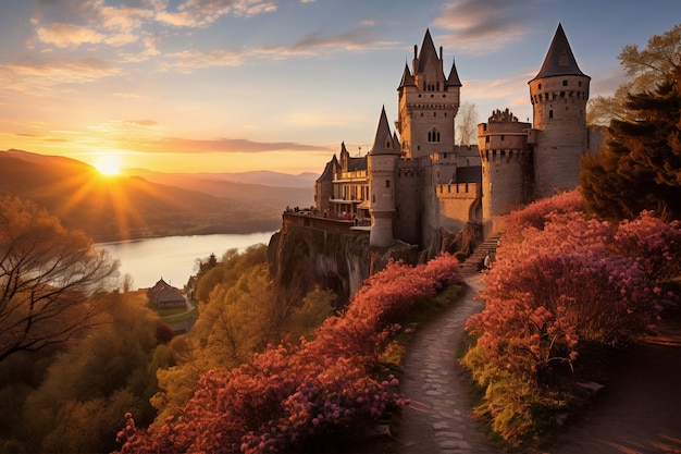 Foto gratuita vista del castillo con el paisaje natural