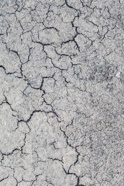 Foto gratuita vista de cerca de ángulo alto vertical del suelo gris agrietado