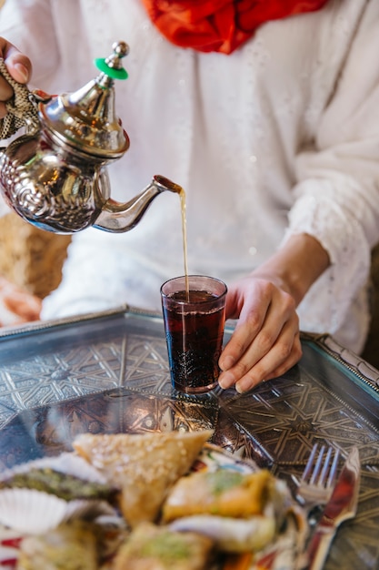 Vista de cerca de comida arabe