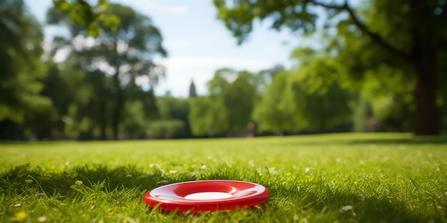 Foto gratuita vista de cerca de una escena de un parque de frisbee suavemente enfocada