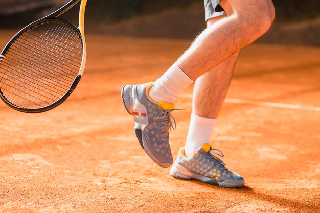 Vista de cerca de jugador de tenis