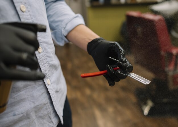 Vista cercana del concepto de barbería