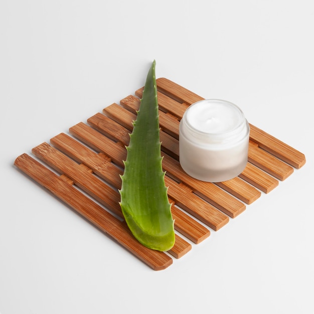 Vista cercana del concepto de belleza de aloe vera