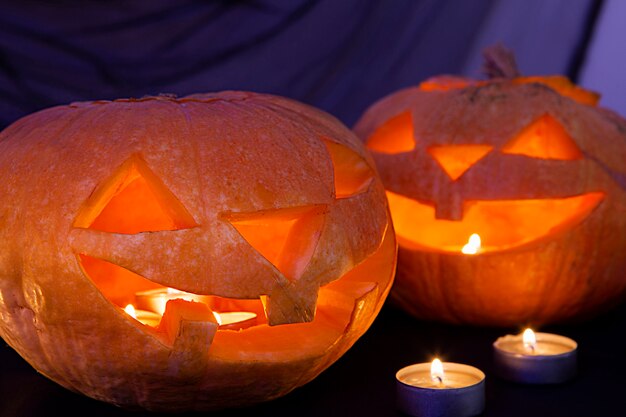 Foto gratuita vista cercana del concepto de calabaza de halloween