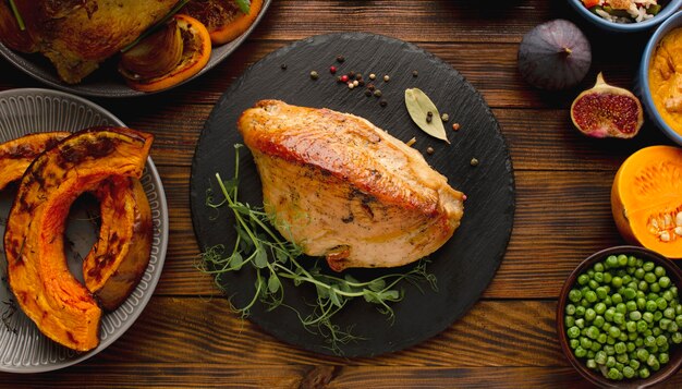 Vista cercana del concepto de comida de acción de gracias