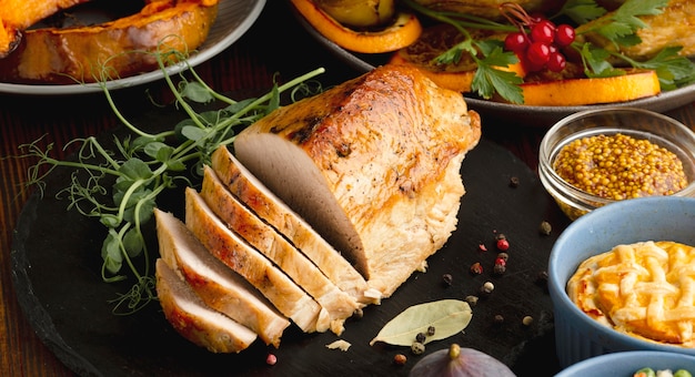 Vista cercana del concepto de comida de acción de gracias