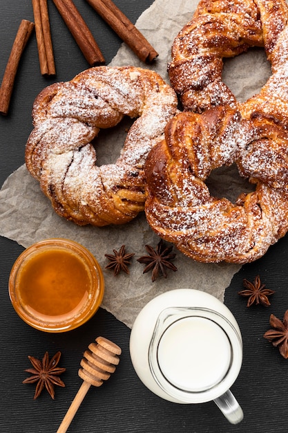 Vista cercana del concepto de deliciosa pastelería