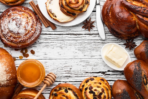 Vista cercana del concepto de deliciosa pastelería