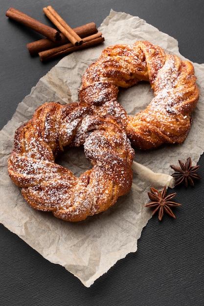 Vista cercana del concepto de deliciosa pastelería