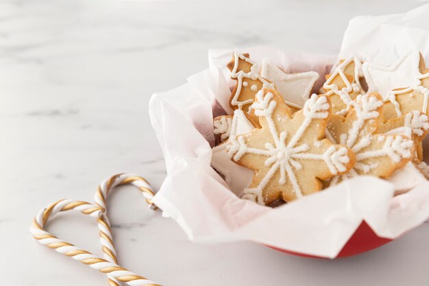 Vista cercana del concepto de deliciosas galletas