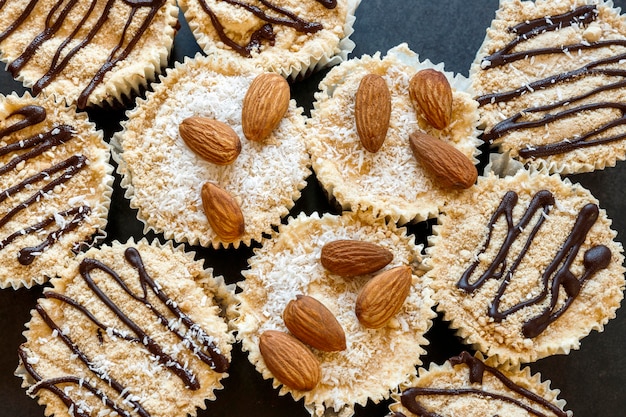 Vista cercana del concepto de deliciosos cupcakes