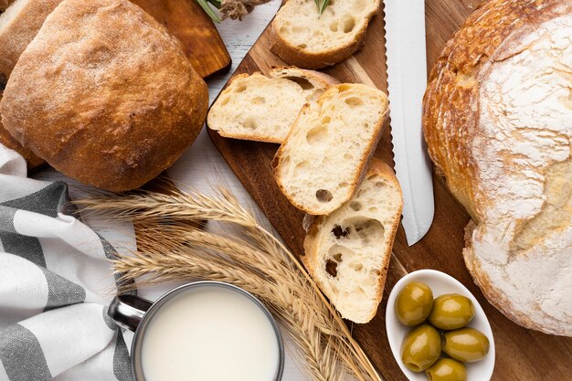 Vista cercana del concepto de pan delicioso