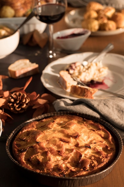 Foto gratuita vista cercana de deliciosa comida de acción de gracias