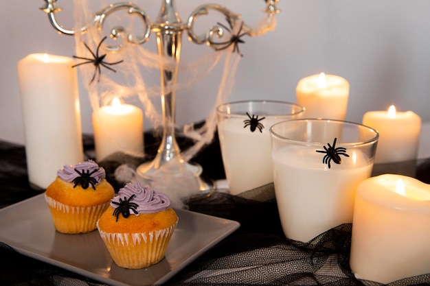 Vista cercana de deliciosas galletas de halloween