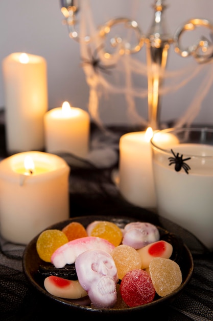 Vista cercana de deliciosas galletas de halloween