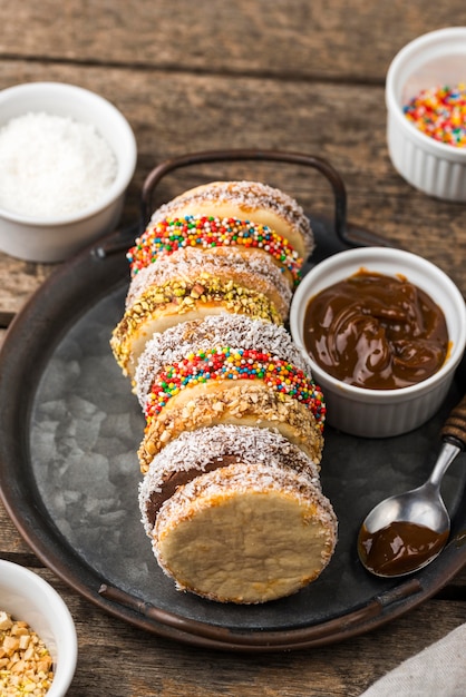 Vista cercana de deliciosos alfajores