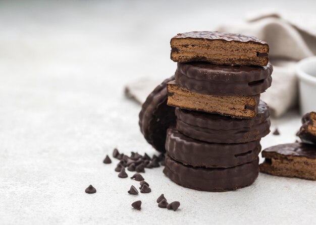 Vista cercana de deliciosos alfajores