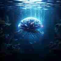 Foto gratuita vista del cerebro bajo el agua