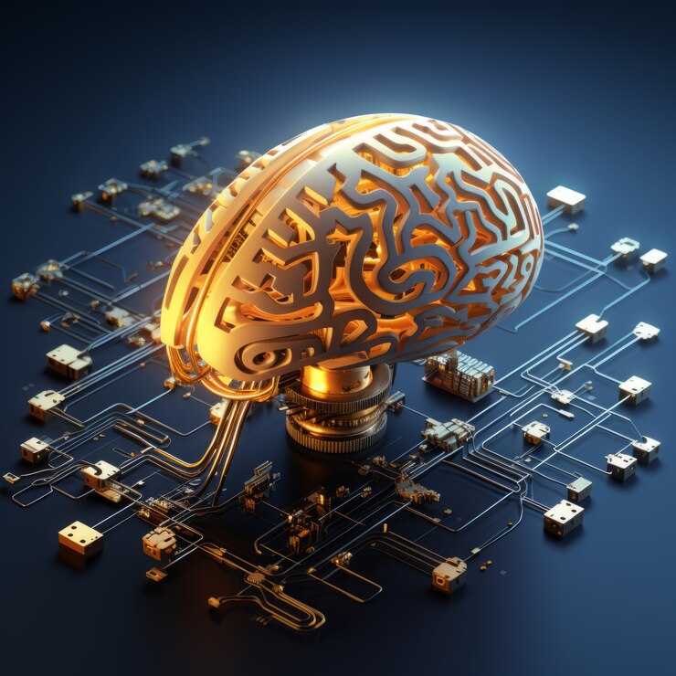 Foto gratuito vista del cerebro con placa de circuitos