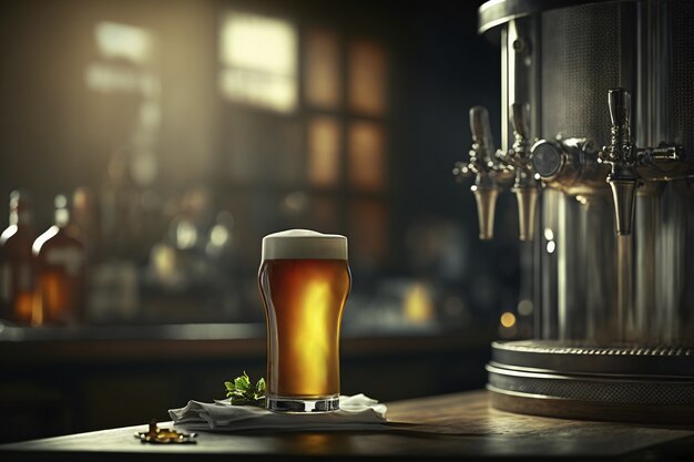 Vista de cerveza cerveza en vaso