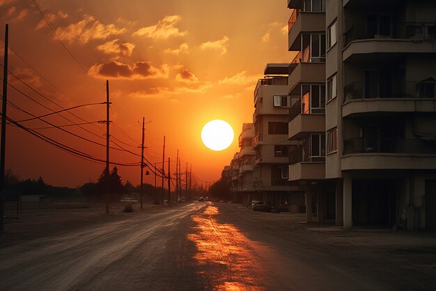 Vista de la ciudad al atardecer