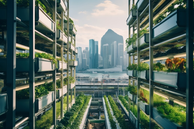 Foto gratuito vista de la ciudad de aspecto futurista