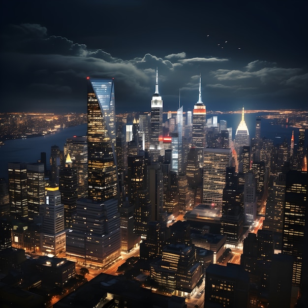 Vista de la ciudad de Nueva York por la noche