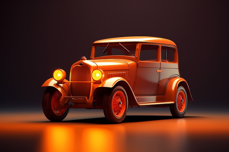 Foto gratuito vista de un coche 3d con un fondo sencillo