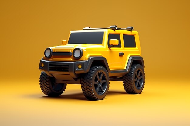 Vista de un coche 3D con un fondo simple