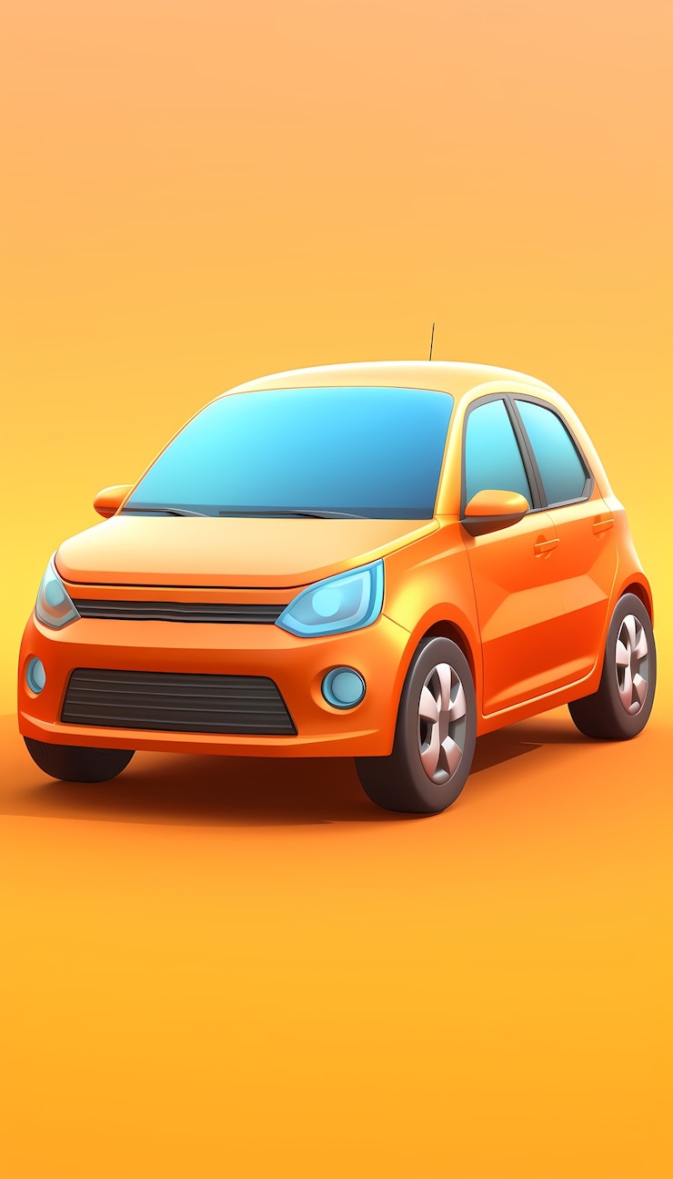 Foto gratuito vista de un coche 3d con un fondo simple