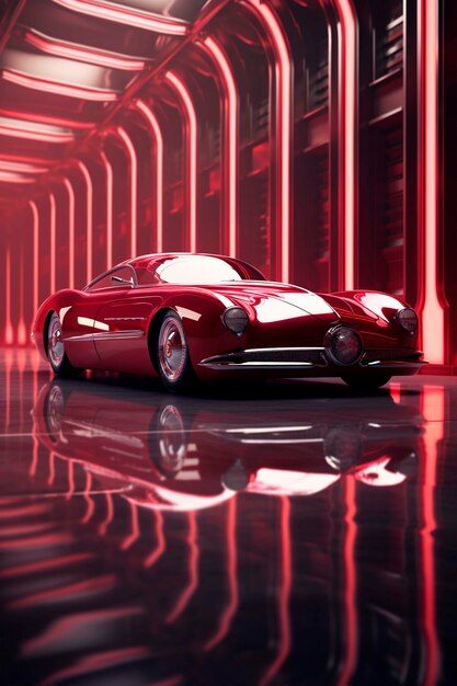 Vista de un coche antiguo en 3D