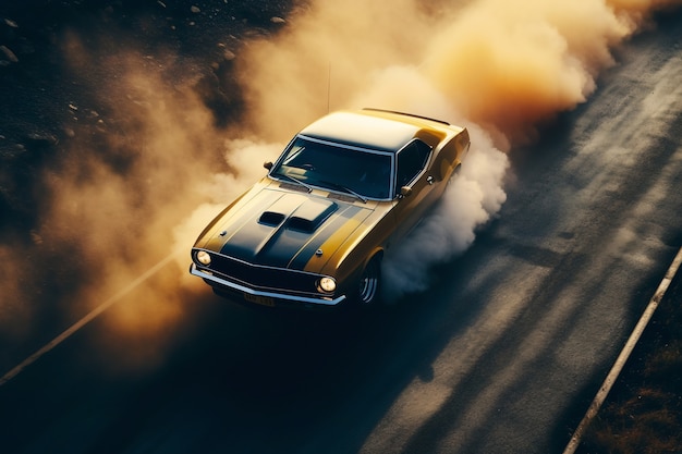 Vista de un coche en marcha a alta velocidad