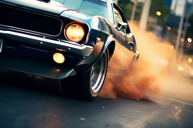 Foto gratuita vista de un coche en marcha a alta velocidad