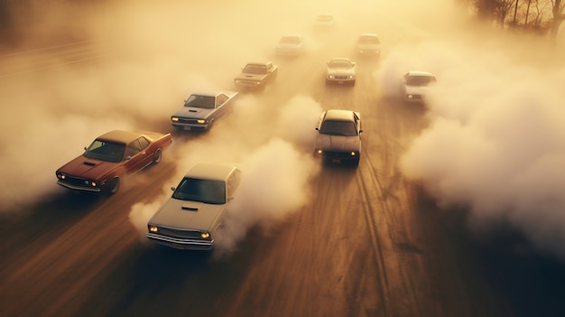 Vista de un coche en marcha a alta velocidad