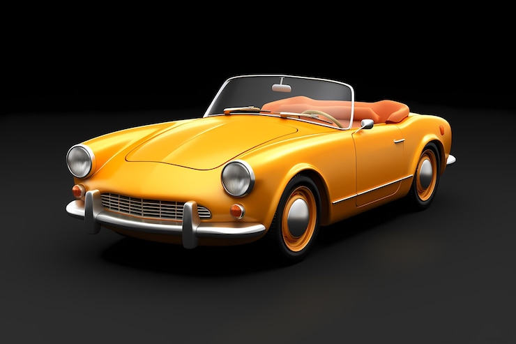 Foto gratuito vista de un coche tridimensional con un fondo simple