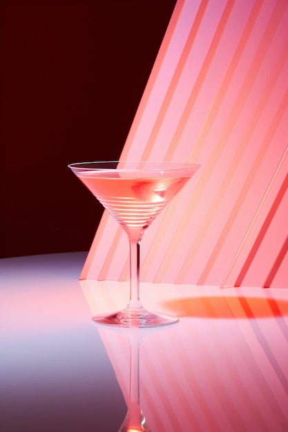 Vista de cóctel en vaso con conjunto neofuturista