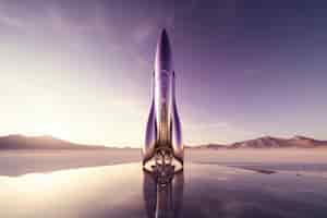 Foto gratuita vista del cohete espacial futurista