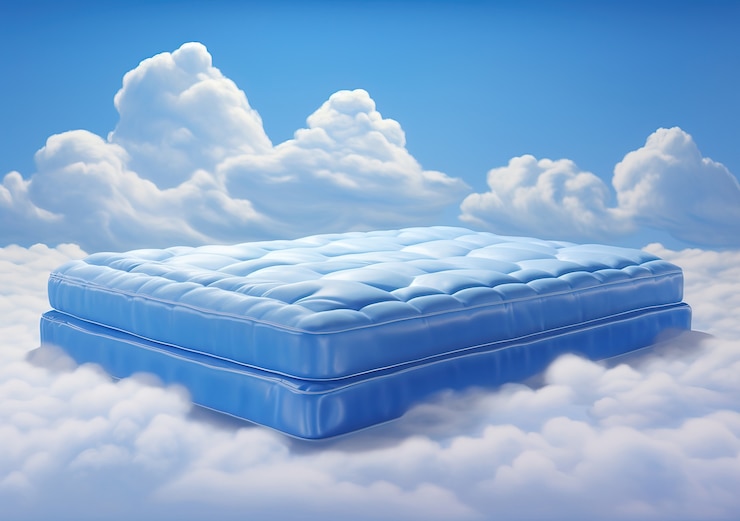 Foto gratuito vista de un colchón 3d con nubes