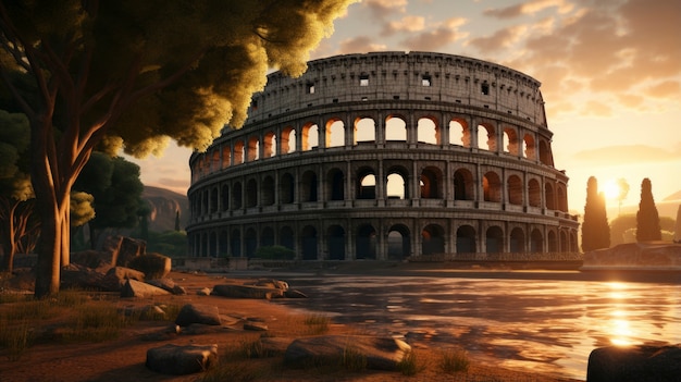 Vista del Coliseo del antiguo imperio romano