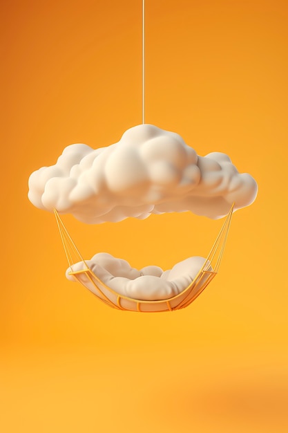 Foto gratuita vista del columpio 3d con nubes