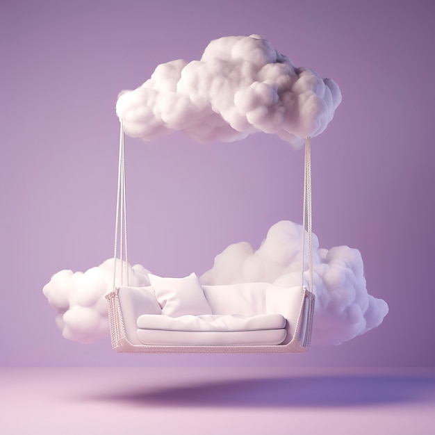 Foto gratuita vista del columpio 3d con nubes