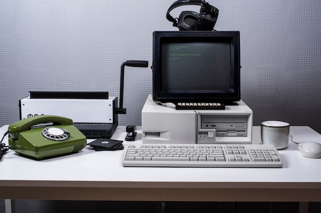 Vista de la computadora y la tecnología retro.